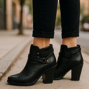 NEW RAG & BONE Harrow Black Leather Ankle Boots Moto Booties 37.5 7 Textured